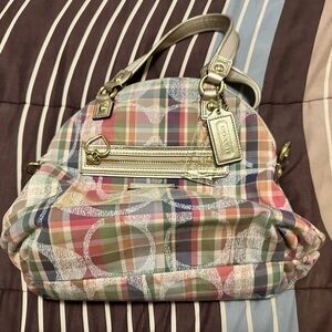 Authentic Coach Daisy Madras Foldover Crossbody Bag